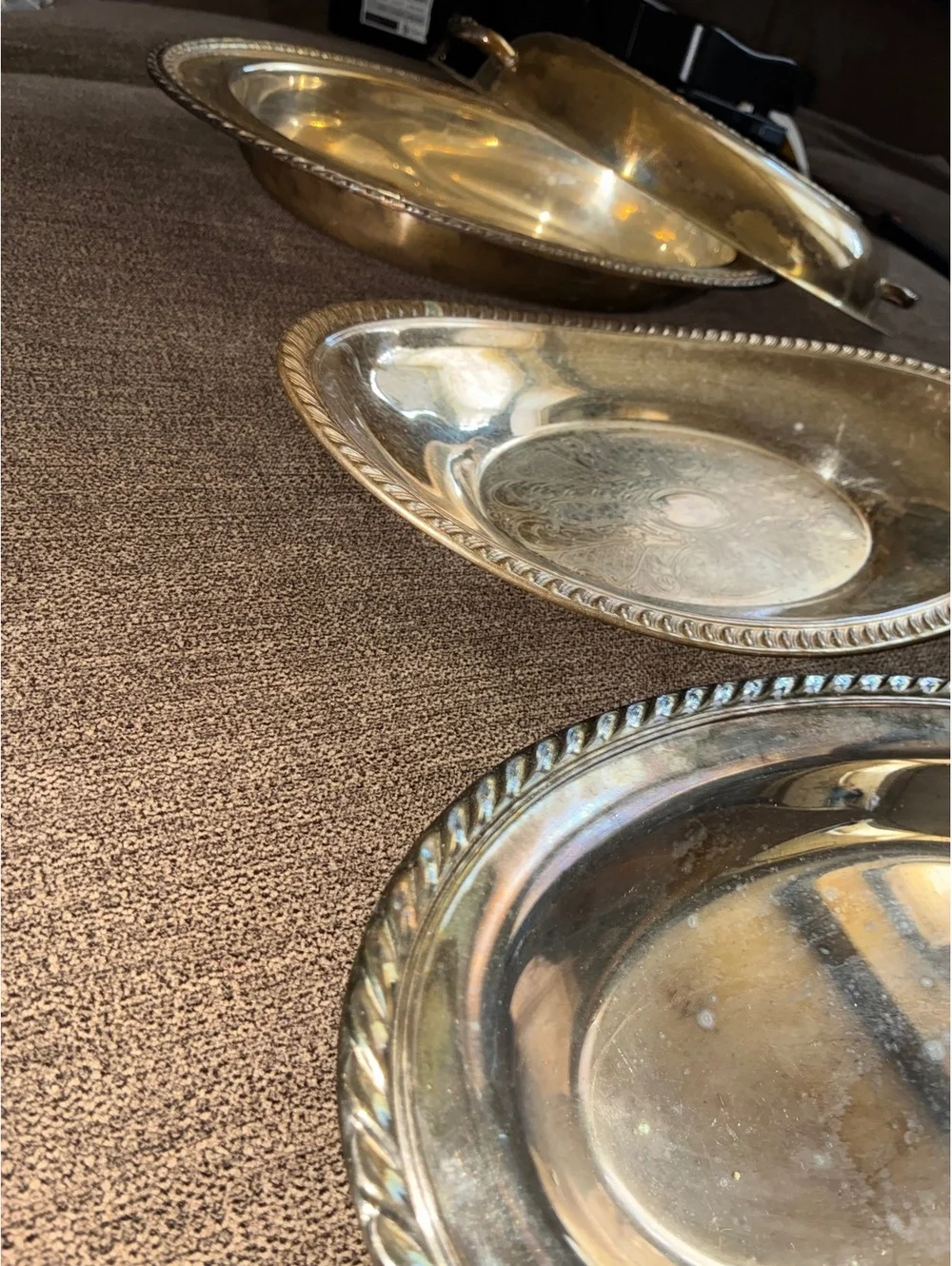 Vintage Silver Plate Oval Serving Dishes – Set of 3 with 1 Lid
